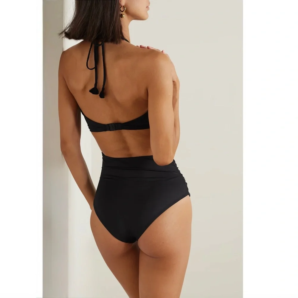 Johanna Ortiz Black Baboon Call Halter-neck Swimsuit Size XL New With Tags